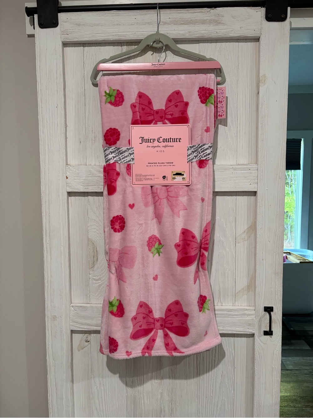 Juicy Couture Pink Bow & Berry Plush Pajama Throw